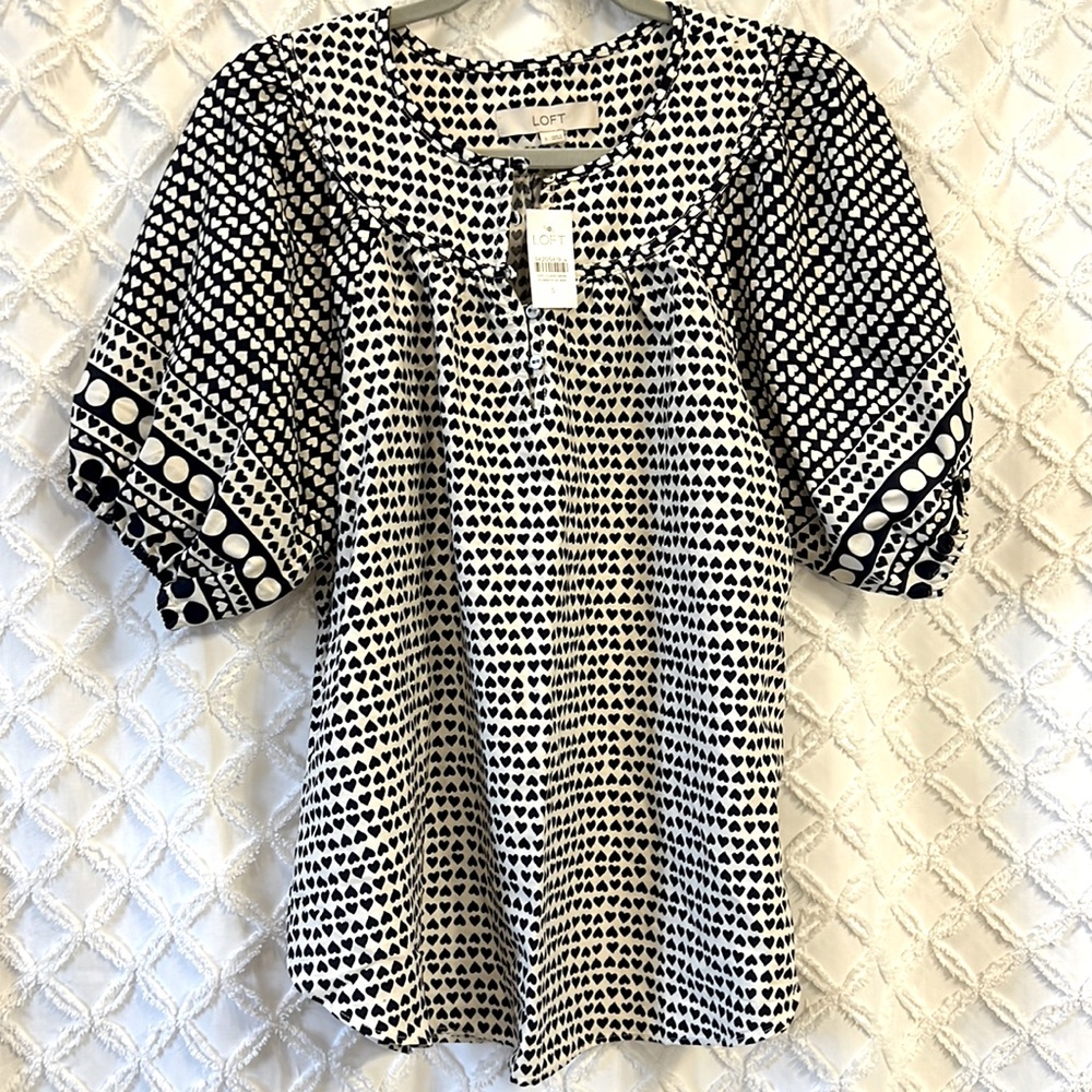 LOFT Heart and Dot Blouse